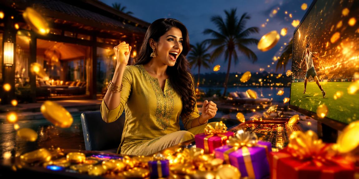 Player enjoying mobile slots game in traditional Indian attire